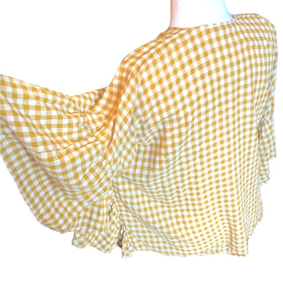 Yellow Gingham Women's Kimono Cardigan - Picture 2 of 3